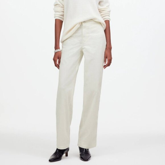 Madewell The Emmett Wide-Leg Pant in Corduroy: Welt Pocket Edition Winter White - Picture 1 of 12